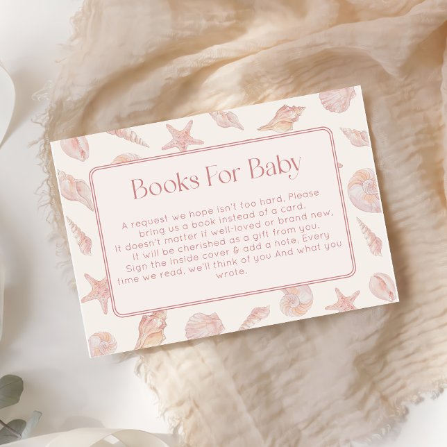Rosa snäckor Kusttema Babyshowerböcker för baby Tilläggskort (Skapare uppladdad)