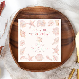 Rosa snäckskal Ser dig snart Baby Shower Servetter