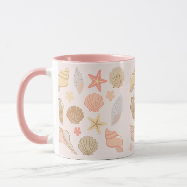 Rosa snäckskalsmönster mugg (Vänster)