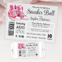 Rosa Sneaker Ball Födelsedagsfest Skor Etikett