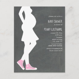 Rosa Sneakers Baby Bump Baby Shower Inbjudningar