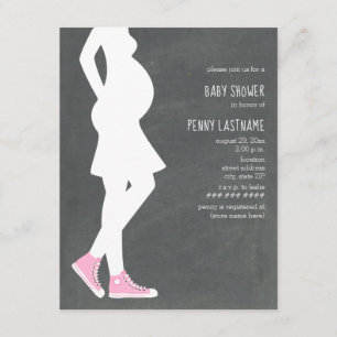 Rosa Sneakers Baby Bump Baby Shower Inbjudningar