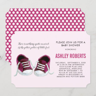 Rosa Sneakers Baby Shower-inbjudan, Flicka Inbjudningar