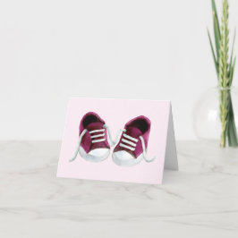 Rosa Sneakers Baby Shower - tack för dina kort