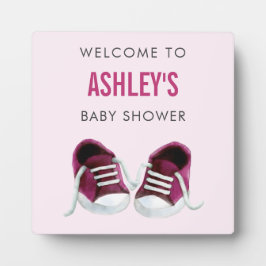 Rosa Sneakers Baby Shower Välkomstskylt