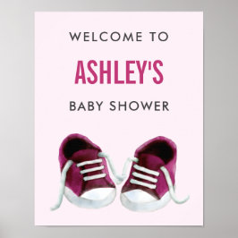 Rosa Sneakers Baby Shower Välkomstskylt Poster