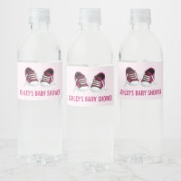 Rosa Sneakers Baby Shower Vattenflaska Labels