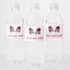 Rosa Sneakers Baby Shower Vattenflaska Labels Vattenflaskor Etikett