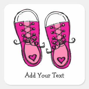 Rosa Sneakers Sticker Fyrkantigt Klistermärke