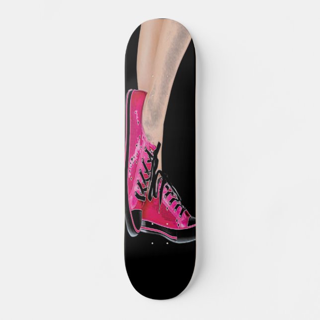 Rosa sneakers svart skateboard (Framsida)