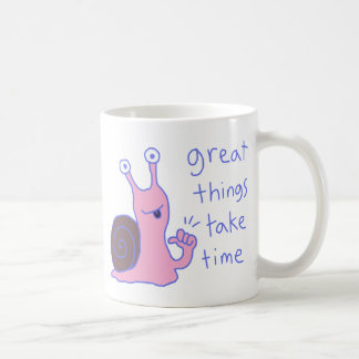 Rosa Snigel Stora Saker Tar Tid Motivation Kaffemugg