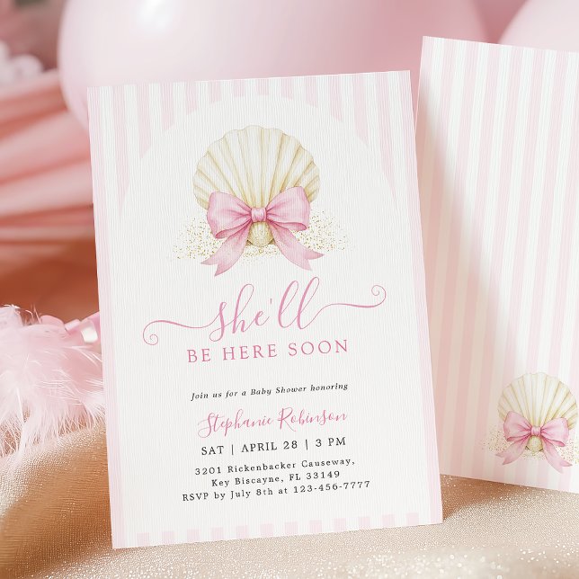 Rosa snigelskal Baby Shower-inbjudan Inbjudningar (Skapare uppladdad)