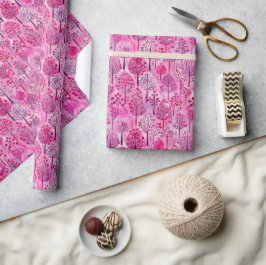 Rosa Snö jul Mönster - Tecknad med vattenfärg Presentpapper
