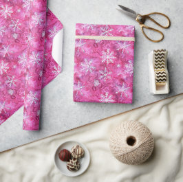 Rosa Snö jul Mönster - Tecknad med vattenfärg Presentpapper