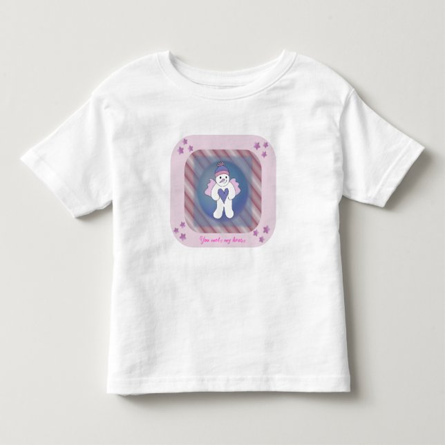 Rosa Snöängel T-Shirt (Framsida)