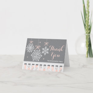 Rosa Snöflake Mobile Baby Shower Tack för ditt kor Kort