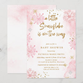 Rosa snöflinga är på väg Vinter Baby Shower Inbjudningar