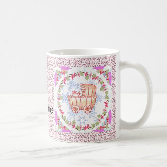 Rosa Snöflinga Babyflicka   Kaffemugg (Höger)