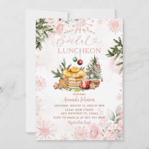 Rosa snöflinga Bröllops Luncheon Pancake & Kakao Inbjudningar