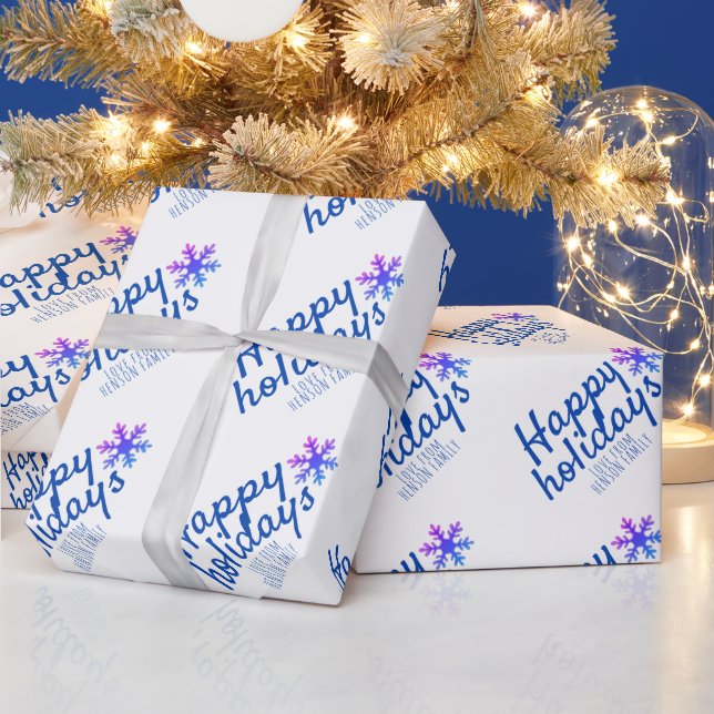 Rosa snöflinga Festiv Skript Glad Högtid Presentpapper (Helgdagar)