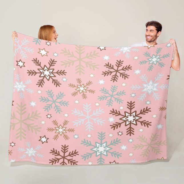 Rosa Snöflinga  Fleecefilt (På plats)