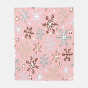 Rosa Snöflinga Fleecefilt