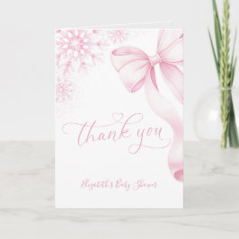 Rosa snöflinga vikbar baby shower-dekoration Tack Kort