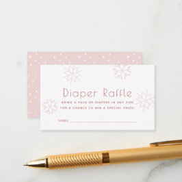 Rosa Snöflingor Baby Shower Diaper Raffle Biljett Tilläggskort