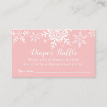 Rosa Snöflingor Baby Shower Diaper Raffle Biljett