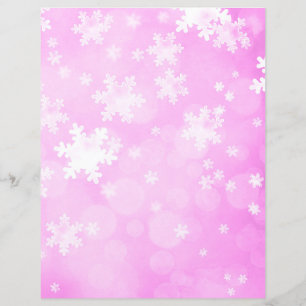 Rosa Snöflingor & Bokeh Scrapbook Papper