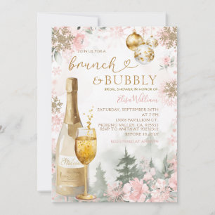 Rosa snöflingor Brunch och Bubbly Champagne Inbjudningar