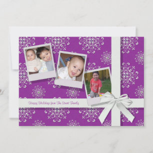 Rosa Snöflingor (Flat-Helgdag Card) Julkort
