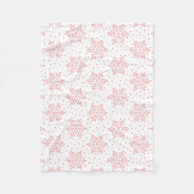 Rosa Snöflingor Fleece Blanket (Framsidan)