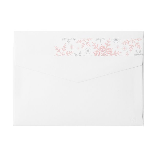 Rosa Snöflingor Flicka Shower Silver Glitter Etikettband (Baksidan)