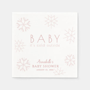 Rosa Snöflingor Girl Baby Shower Pappersservett