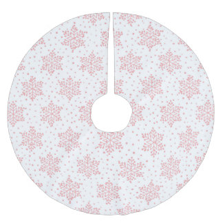 Rosa Snöflingor Julgransmatta Borstad Polyester