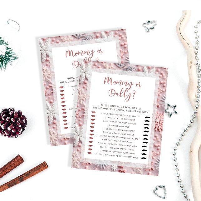 Rosa Snöflingor Mamma eller Baby Shower Game (Skapare uppladdad)