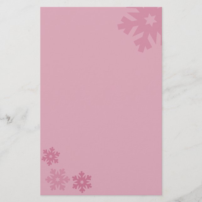 Rosa Snöflingor på Rosa Brevpapper (Framsida)
