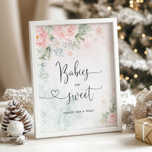 rosa snöflingor Spädbarn är söt Poster
