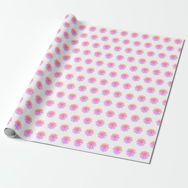 Rosa Snöflingor Wrapping Papper Presentpapper (Utrullad)