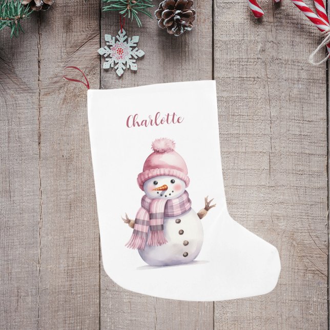 Rosa snögubbe flicka namn liten julstrumpa (Skapare uppladdad)