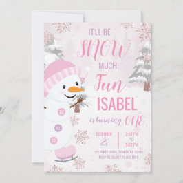 Rosa Snögubbe födelsedag Inbjudningar