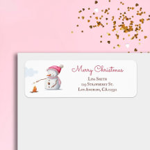 Rosa Snögubbe Marshmallow Juldag Returadress