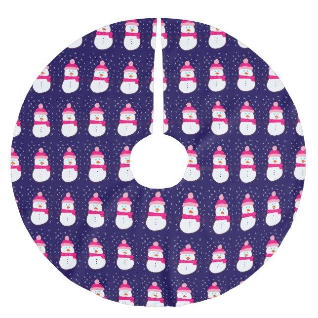 Rosa Snögubbe med Snö-flytgödsel Julgransmatta Borstad Polyester (Framsidan)