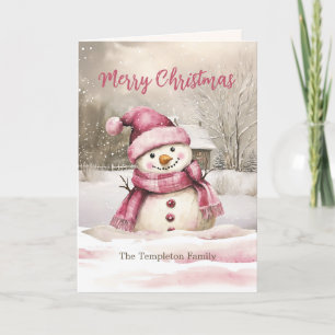 Rosa Snögubbe Vintage julklapp med fast Helgdag Helgkort