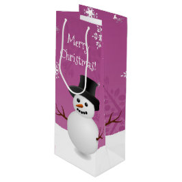 Rosa Snögubbe Winter Scene jul jul Vin Gift Bag