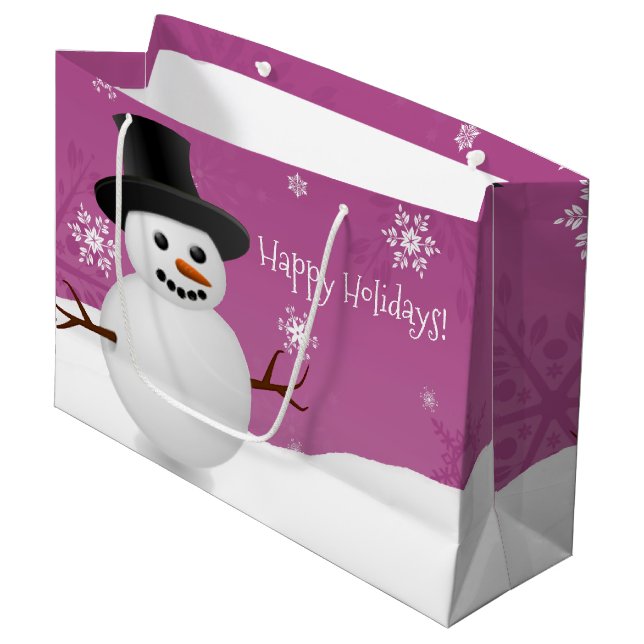 Rosa Snögubbe Winter Scenery jul Gift Bag (Framsidan Vinklad)