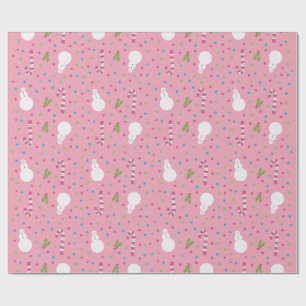 Rosa snömannainslagspapper presentpapper