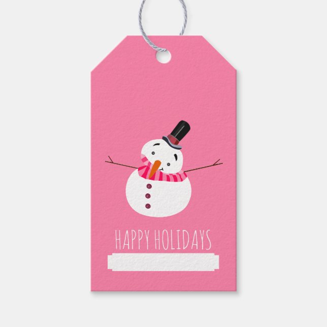 Rosa snömannen, God Jul Presentetikett (Framsidan)