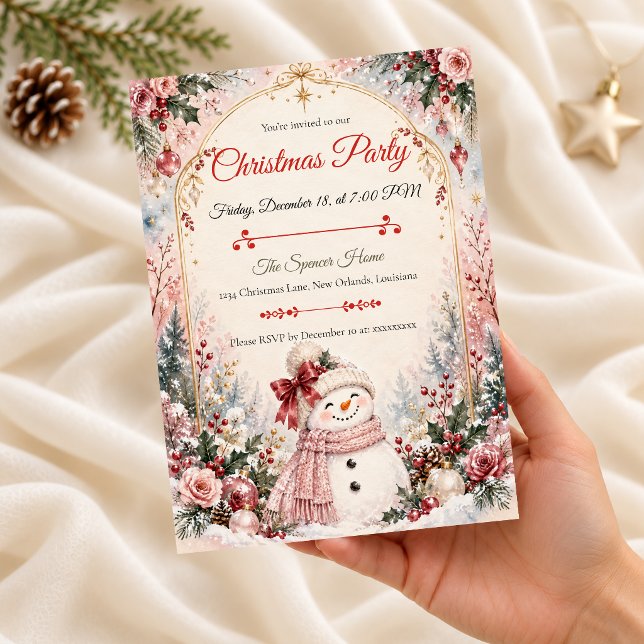 Rosa Snömannen Julfest Inbjudan (Skapare uppladdad)